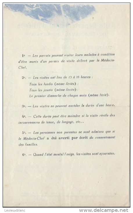 Bulletin De Santé/ Asile Départemental D'Aliénés/BONNEVAL/ Eure Et Loir/1937        VP724 - Non Classés