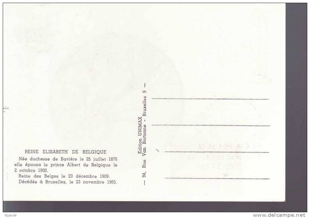 BELGIQUE CARTE  MAXIMUM    NUM.YVERT  1359 MORT DE LA REINE ELISABETH - 1961-1970