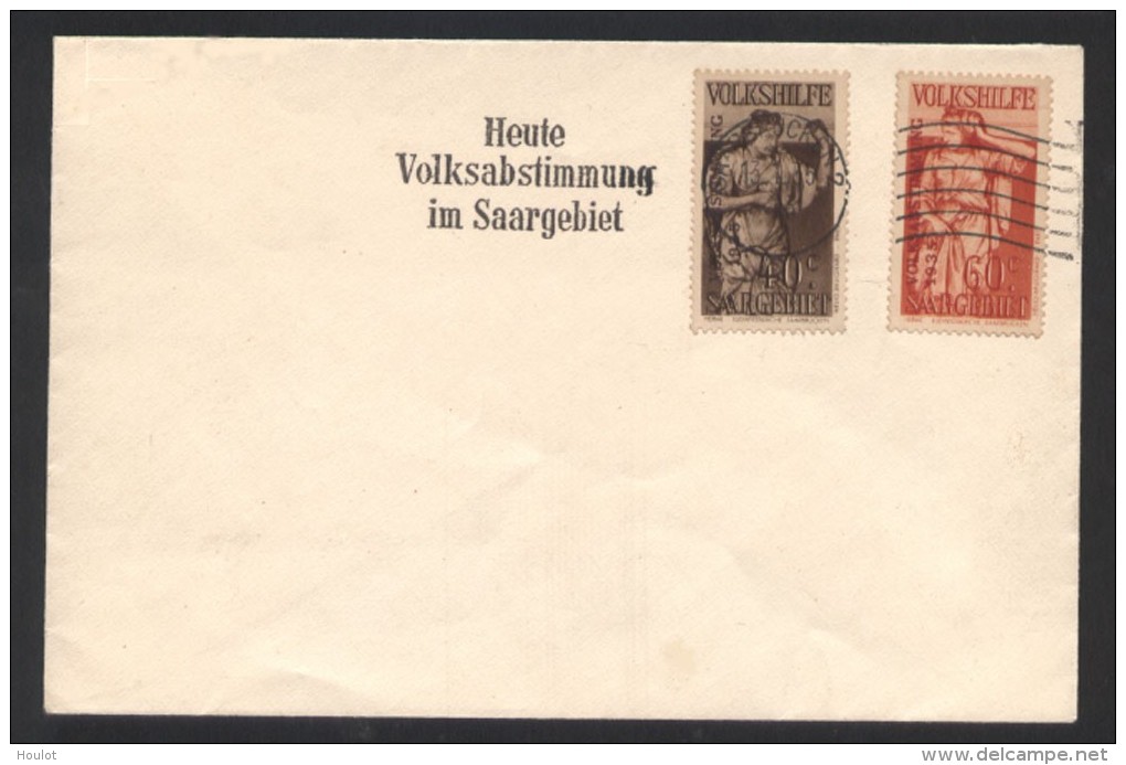 Saargebiet 13. 1. 1935 Volkshilfe Mi.N° Mi.N° 171/72 Gestempelt Auf Ungelaufenem Brief (nicht Adressiert), - Brieven En Documenten