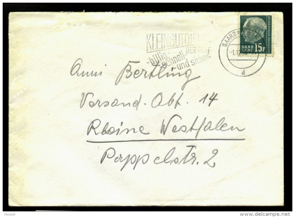 Mi.N° 413 Auf Standardbrief Als Einzelfrankatur 1.12.58 Gelaufen Von Saarbrücken Nach Rheine - Cartas & Documentos