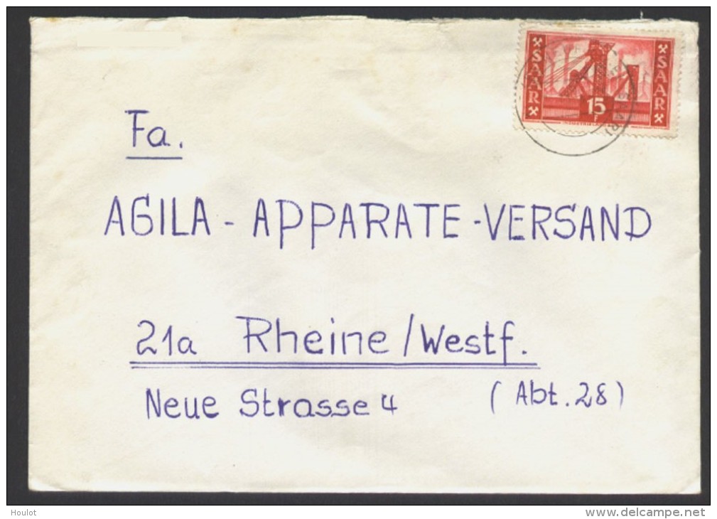 Saarland Mi.N° 329 Auf Standardbrief Als Einzelfrankatur 1.12.58 Gelaufen Von Saarbrücken Nach Rheine /Westfalen - Storia Postale