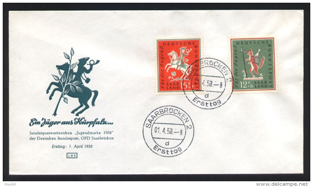 Saarland Mi.N° 433/34 Jugendmarken - Volkslieder, 1958 - Covers & Documents