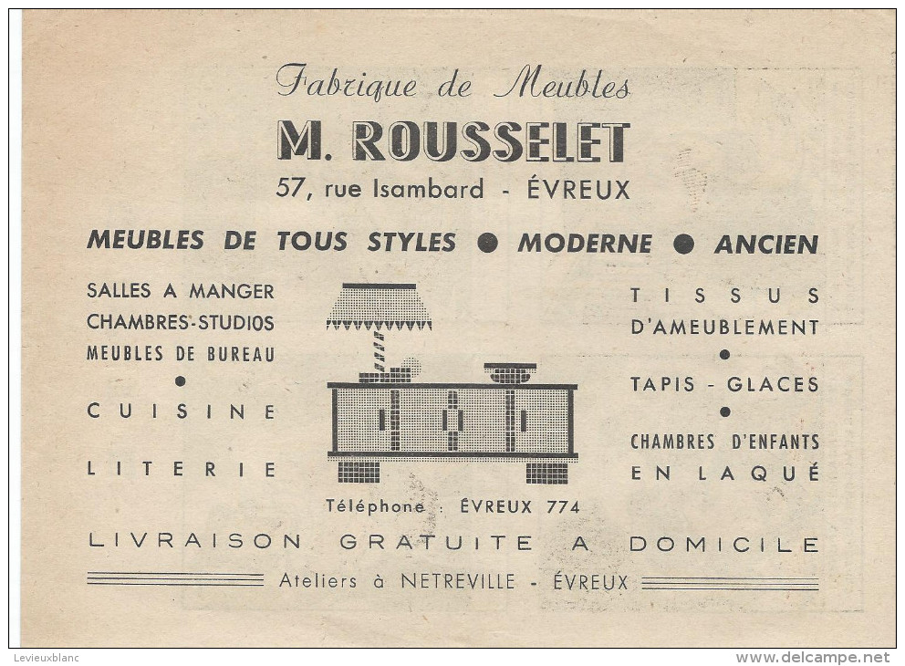 Jeux / Devinettes/ Fabrique De Meubles /M Rousselet/ EVREUX , Eure /Vers 1950     JE116 - Andere & Zonder Classificatie