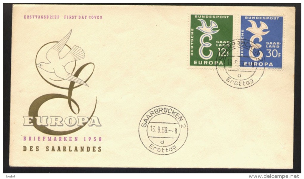 Mi.N° 439/40 Europamarken Von 1958 Auf FDC Mit Inschrift: Europa Briefmarken 1958 - Covers & Documents