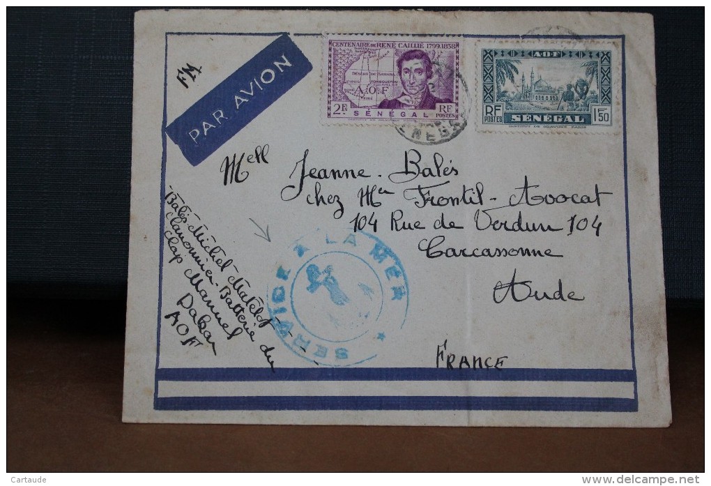 1940   LETTRE  DE  DAKAR          POUR            CARCASSONNE - Lettres & Documents