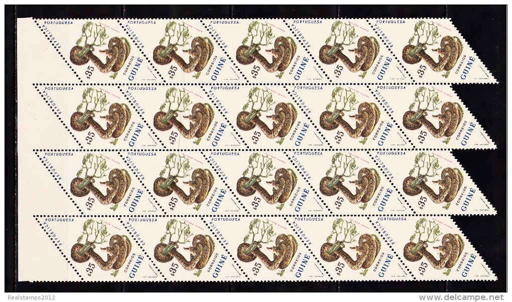 GUINÉ - 1963,  Cobras,  ( BLOCO De 20 Selos )   D. 13 1/2   **MNH  Afinsa  Nº  297 - Guinea Portoghese