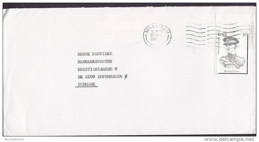 Ireland BAILE ATHA 1990 Cover Lettre To Denmark Statesman Michael Collins Stamp - Brieven En Documenten