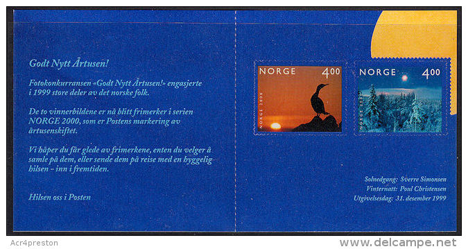 A0364 NORWAY 1999, SG SB120  Stamp Booklet, 2 X 4k, Millennium Self Adhesive,  MNH - Booklets