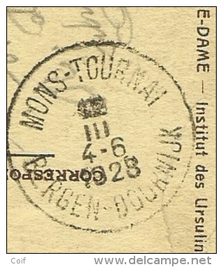 193 Op Kaart Met Stempel MECHELEN,  Met Treinstempel (ambulant) MONS-TOURNAI / BERGEN-DOORNIJK - Ambulants