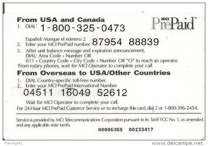 CARTE-PREPAYEE-USA-MCI-20$-VENDING MANAGEMENT- GR ATTE- TBE - Sonstige & Ohne Zuordnung