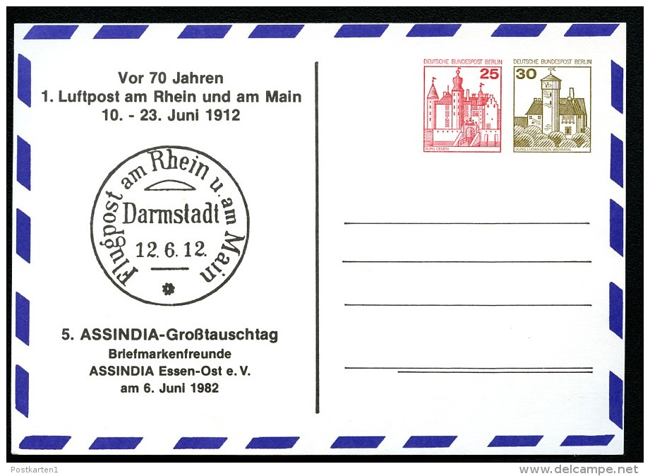 BERLIN PP98 D2/003 Privat-Postkarten 1. LUFTPOST AM RHEIN ** 1982 - Cartes Postales Privées - Neuves