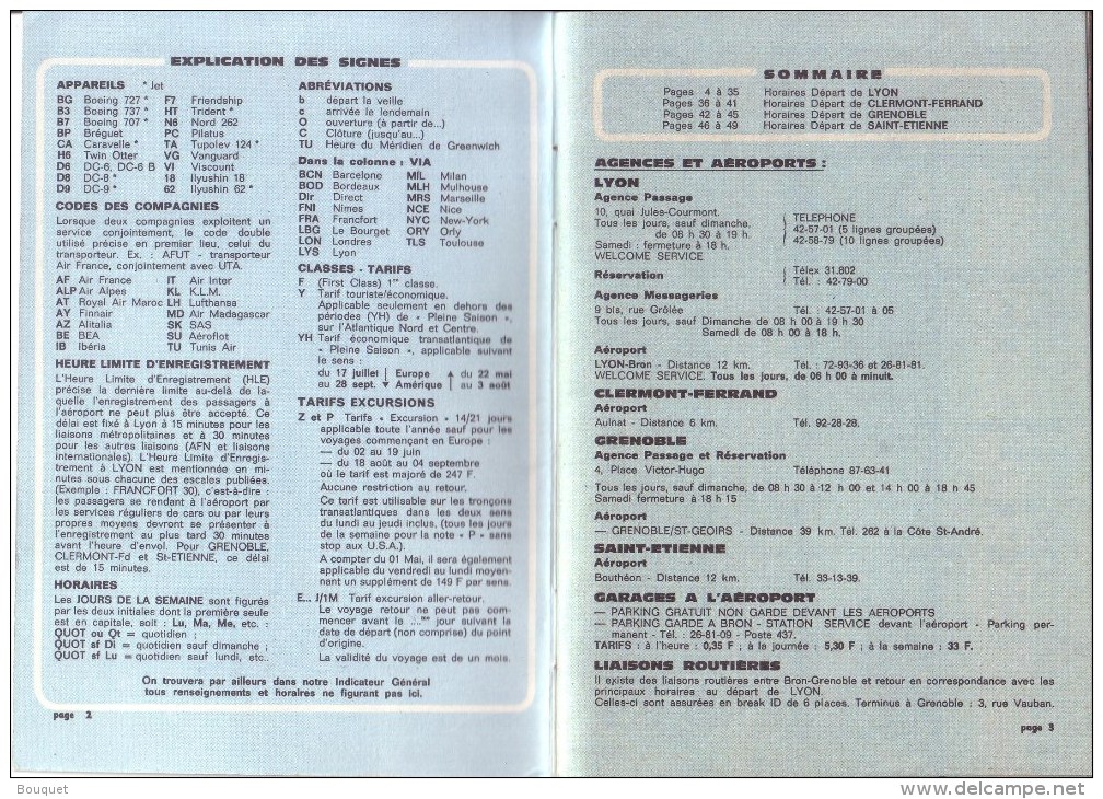 HORAIRES - AVIATION - AIR FRANCE - HORAIRES DE POCHE N° 18 - AU DEPART DE LYON - HÔTESSE - AVRIL A OCTOBRE 1969 - Timetables