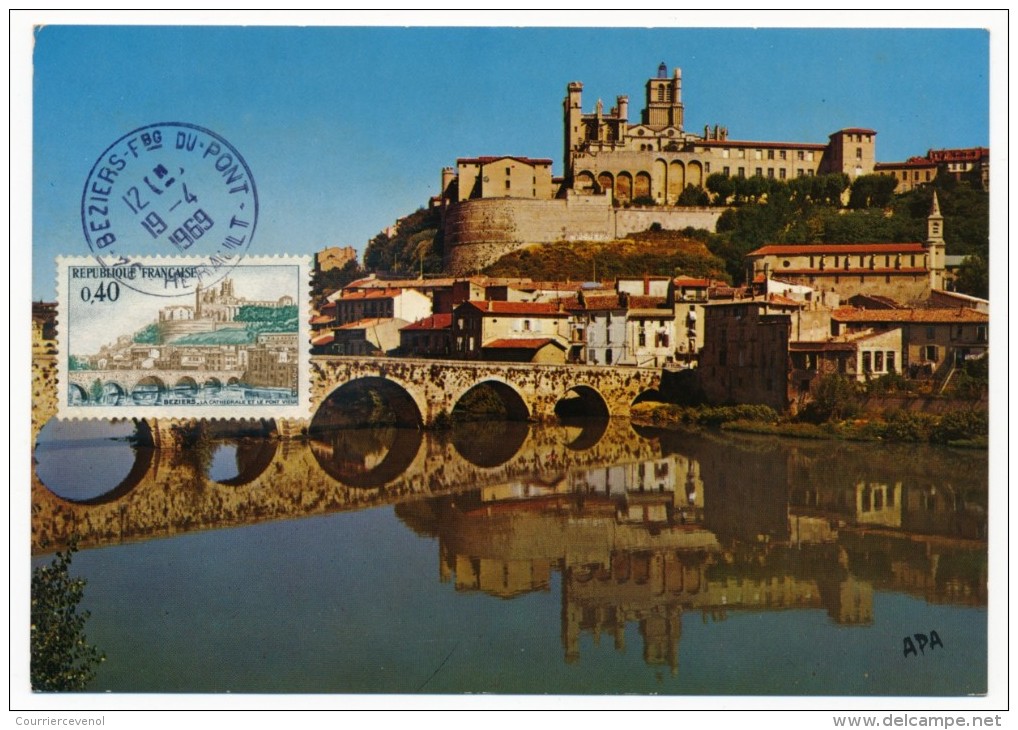 FRANCE => Carte Maximum => 0,40 - BEZIERS (Cathédrale St Nazaire) - Obl Ordinaire Dernier Jour 19/04/1969 - 1960-1969