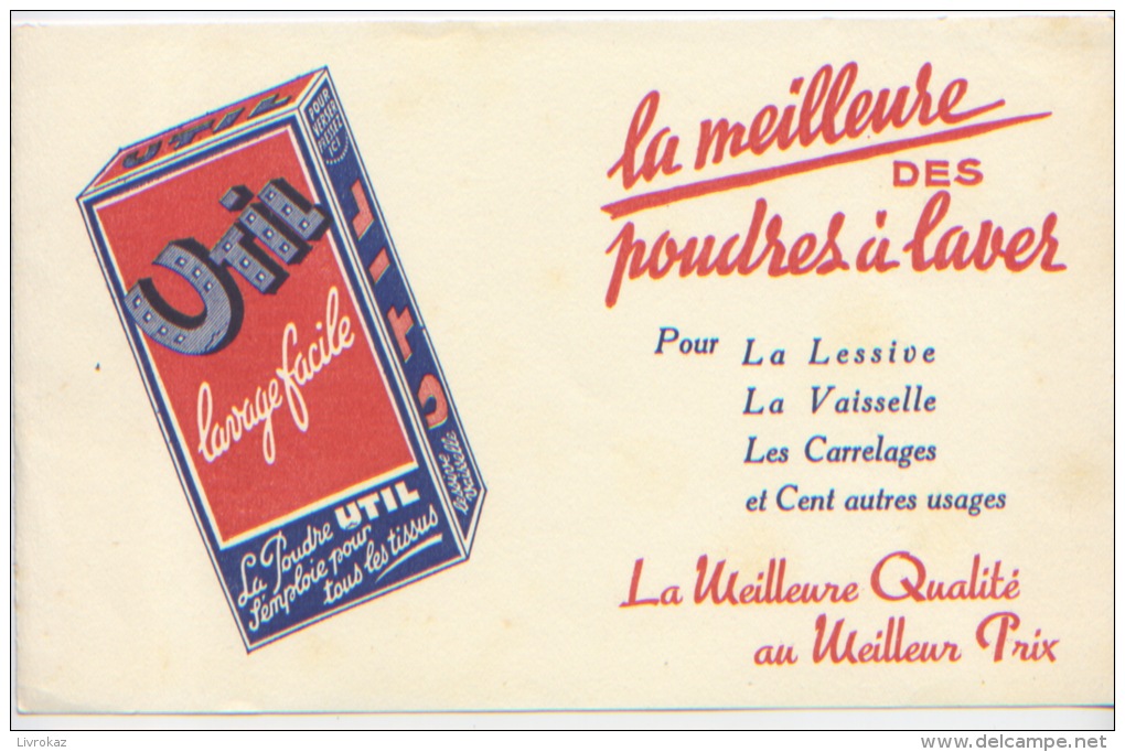 Buvard "UTIL La Meilleure Des Poudres à Laver Pour La Lessive, La Vaisselle, Les Carrelages, Les Tissus" TRÈS BON ÉTAT - Perfume & Beauty