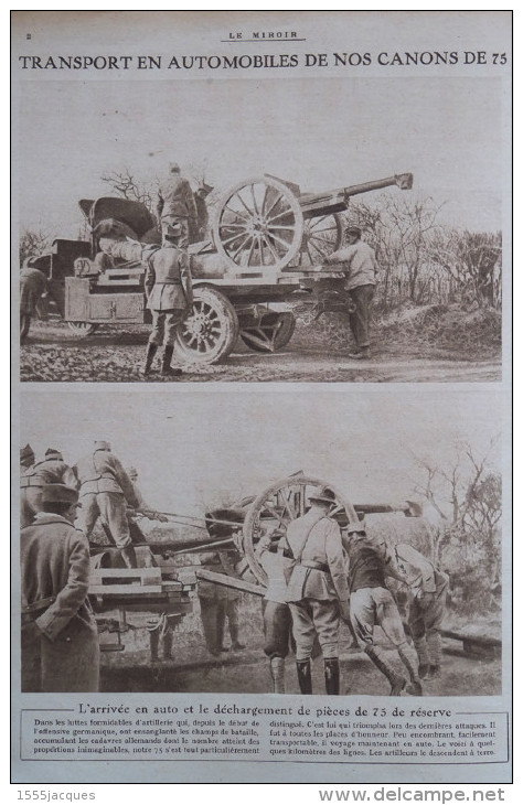 LE MIROIR N° 231 / 28-04-1918 REIMS CANON DE 75 AMBULANCIER YPRES TROUPES CANADA USA EPICERIE BOLO BOMBARDEMENT PARIS - Oorlog 1914-18