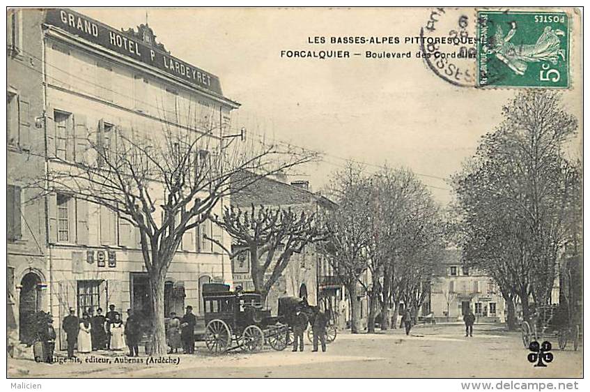 Depts Divers - Alpes De Haute Provence   - Ref  BB713 - Forcalquier - Boulevard Des Cordeliers -  Hotel Lardeyret - - Forcalquier