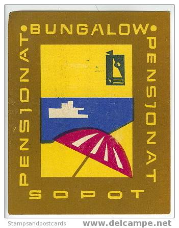 Etiquette Valise Hotel PENSIONAT BUNGALOW SOPOT Pologne  Luggage Label Poland - Hotel Labels