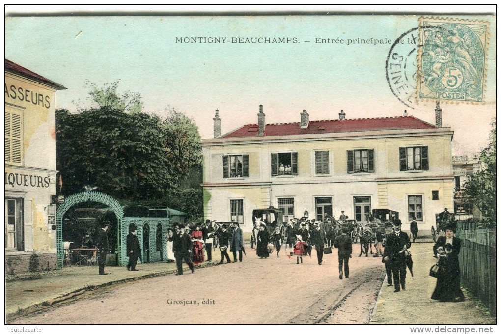 CPA 95  MONTIGNY BEAUCHAMPS ENTREE PRINCIPALE DE LA GARE 1907 - Montigny Les Cormeilles