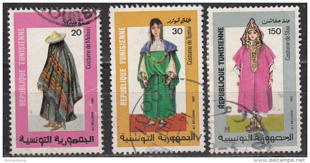 Tunisia, 1985 -  Folk Costumes - Nr.926/928 Usati° - Tunisia (1956-...)