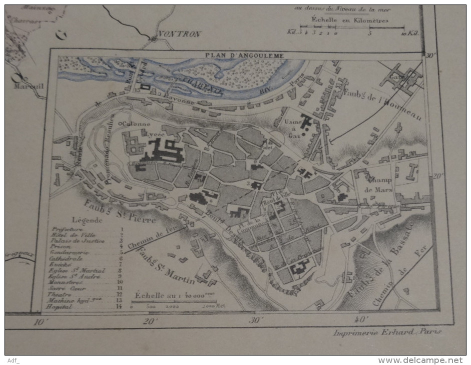 @ ANCIENNE CARTE ETAT MAJOR DEPARTEMENT 16 CHARENTE AVANT 1912 ANGOULEME - Otros & Sin Clasificación