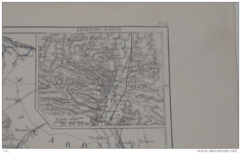 @ ANCIENNE CARTE ETAT MAJOR DEPARTEMENT 32  LE GERS AVANT 1912 AUCH - Otros & Sin Clasificación