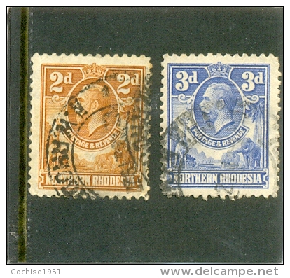 1925 RHODESIE DU NORD Y &amp; T N° 4 - 5 ( O ) 2d - 3d - Northern Rhodesia (...-1963)