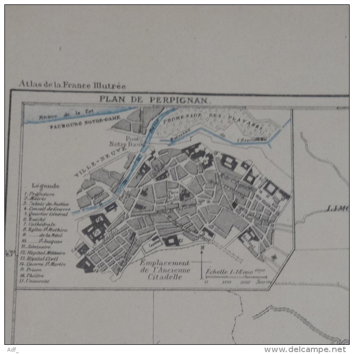 @ ANCIENNE CARTE ETAT MAJOR DEPARTEMENT 66 PYRENEES ORIENTALES  AVANT 1912 PLAN DE PERPIGNAN - Cartes Géographiques