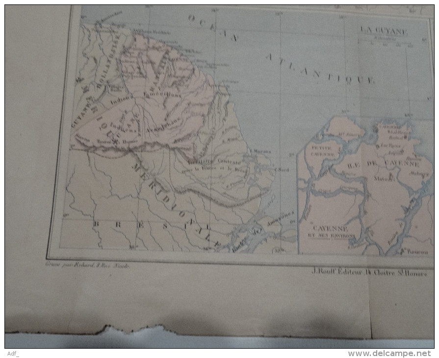 @ ANCIENNE CARTE ATLAS DES COLONIES FRANCAISES EN AMERIQUE GUADELOUPE LA MARTINIQUE StPIERRE  MIQUELON LA GUYANE - Cartes Géographiques