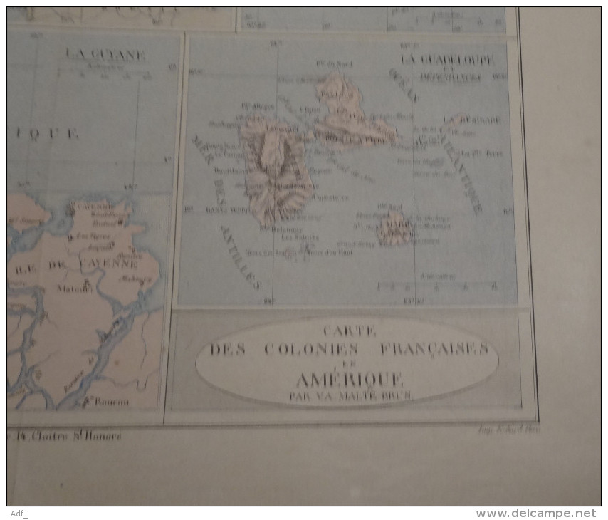 @ ANCIENNE CARTE ATLAS DES COLONIES FRANCAISES EN AMERIQUE GUADELOUPE LA MARTINIQUE StPIERRE  MIQUELON LA GUYANE - Geographical Maps