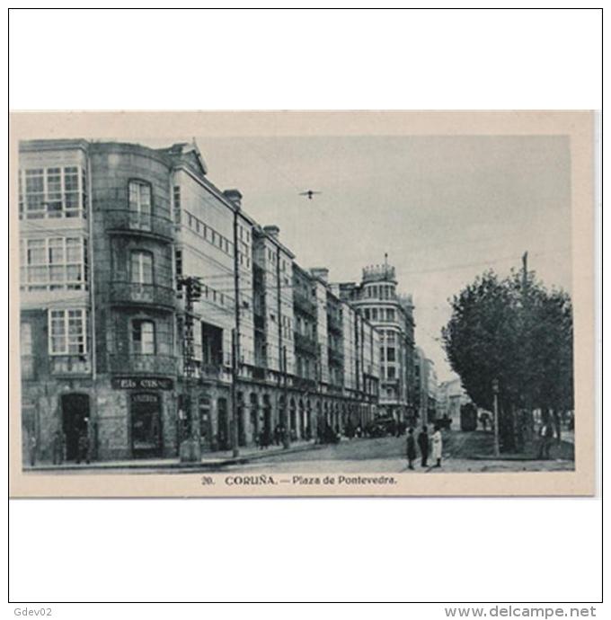 LCRÑTP5772-LFTD1032.Tarjeta Postal DE CORUÑA.Edificios,arboles Y Personas.PLAZA DE PONTEVEDRA.La Coruña - La Coruña