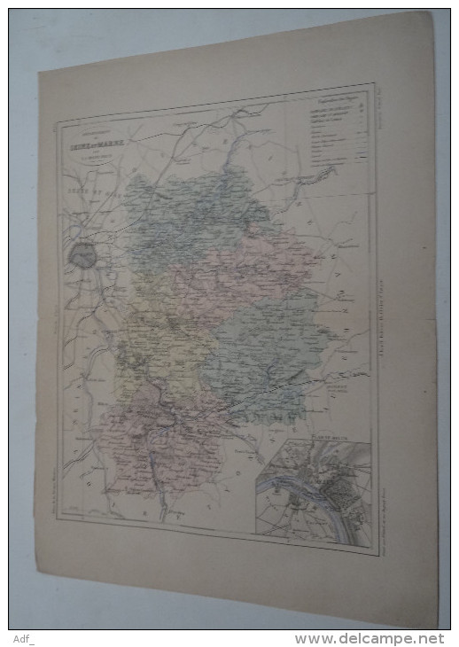 @ ANCIENNE CARTE ETAT MAJOR DEPARTEMENT 77 SEINE ET MARNE AVANT LA GUERRE 14  PLAN DE MELUN - Geographical Maps