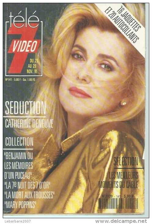 TELE 7 VIDEO  N° 141  " CATHERINE DENEUVE  " -     NOVEMBRE 1991 - Télévision