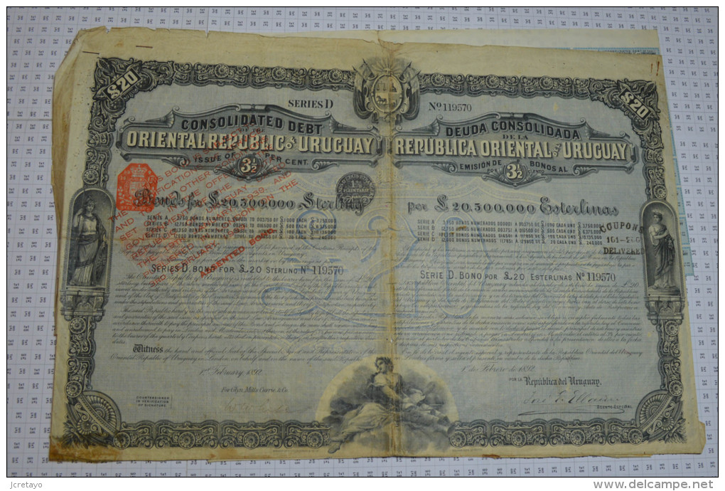 Oriental Republic Of Uruquay, 1892 - Banque & Assurance