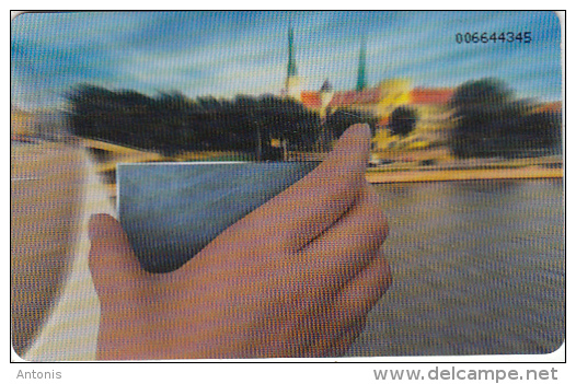 LATVIA - The 100th Telecard Of Lattlecom(with Mirror), Tirage %50000, Exp.date 06/03, Used - Lettonia