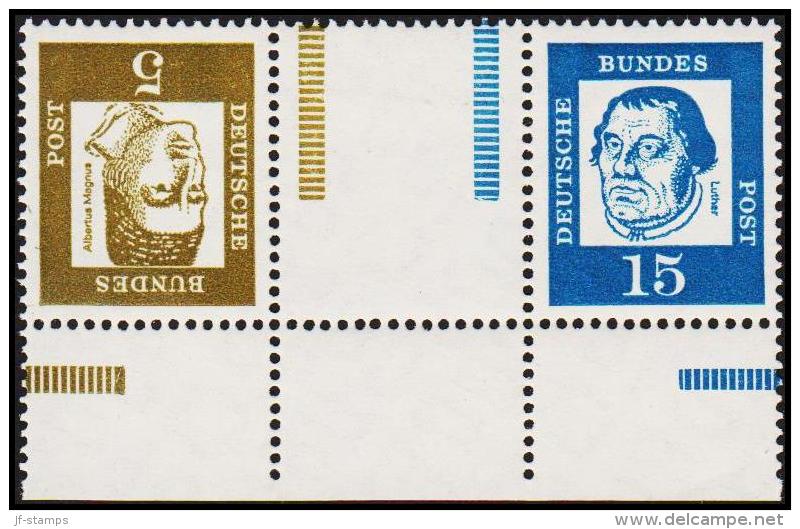 1961. Bedeutende Deutsche. Fluor. Paper. 15 Pf. + 5 Pf. Tête-Beche.  (Michel: 351y) - JF220483 - Andere & Zonder Classificatie