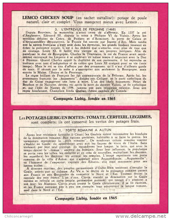 4 Chromos LIEBIG - Histoire Du France - Lyautey - Succession D´Espagne - Porte Romaine à Autun - Péronne - LEMCO - Liebig