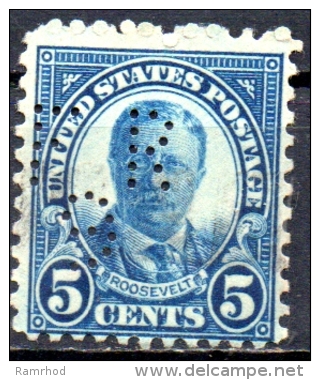 USA 1922 Roosevelt - 5c. - Blue  FU PERFIN MARKED "FR9" - Zähnungen (Perfins)
