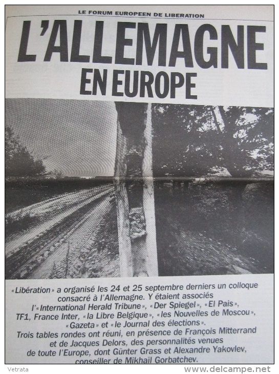 Libération Encart De 8 Pages : L' Allemagne En Europe (forum Européen De Libération (03/10/90) - Zeitungen - Vor 1800