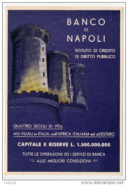 PUBBLICITARIA BANCO DI NAPOLI ANNI 40 - Publicité
