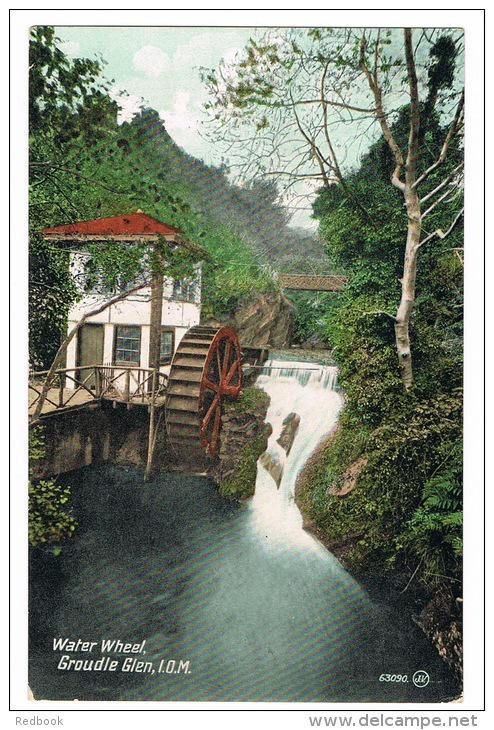 RB 1030 - 1910 Postcard - Water Wheel - Groudle Glen - Isle Of Man - Good Douglas Postmark - Ile De Man