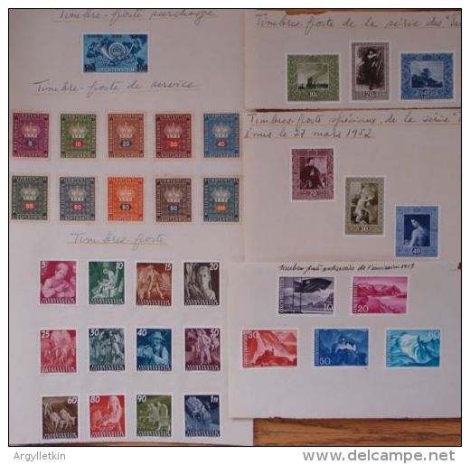 SMALL COLLECTION LIECHTENSTEIN STAMPS 1945-1958 FLIGHT WORKERS - Collections