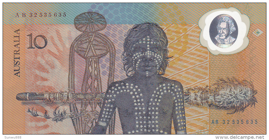 Ten Dollars 10 - Hologramme, Bateau, Aborigène (FDC - UNC) - 1988 (10$ Polymer Notes)