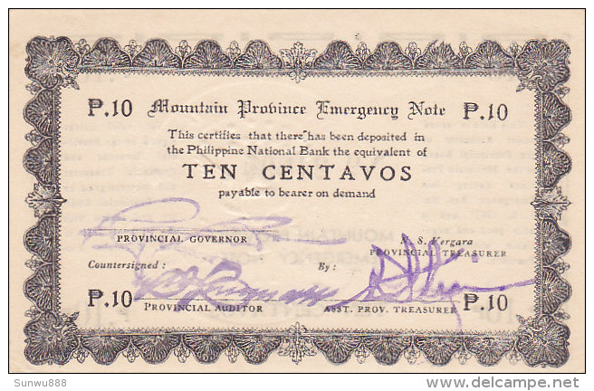 Philippines - Ten Centavos Emergency Note  (FDC - UNC) 1942 - Filippine