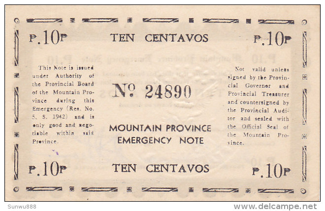 Philippines - Ten Centavos Emergency Note  (FDC - UNC) 1942 - Philippines