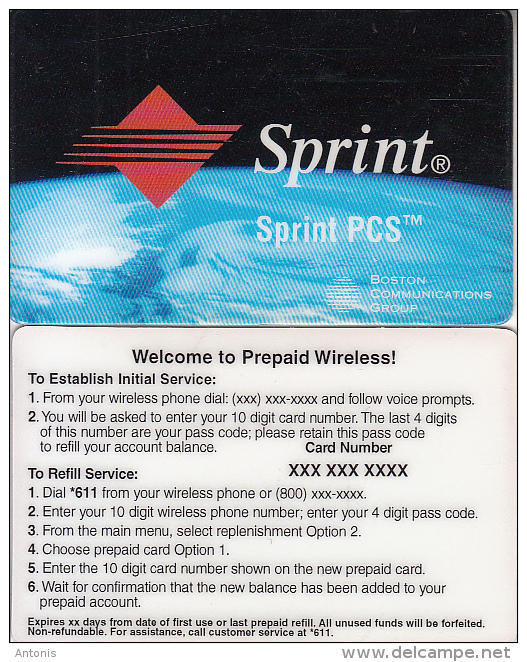 USA - Sprint PCS, Sprint Prepaid Card, Sample - Sprint