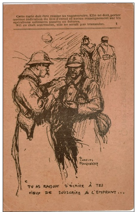 Correspondance Des Armées De La République Carte En Franchise Dessin De FORQUERAY  ,a Circulé - Guerre 1914-18