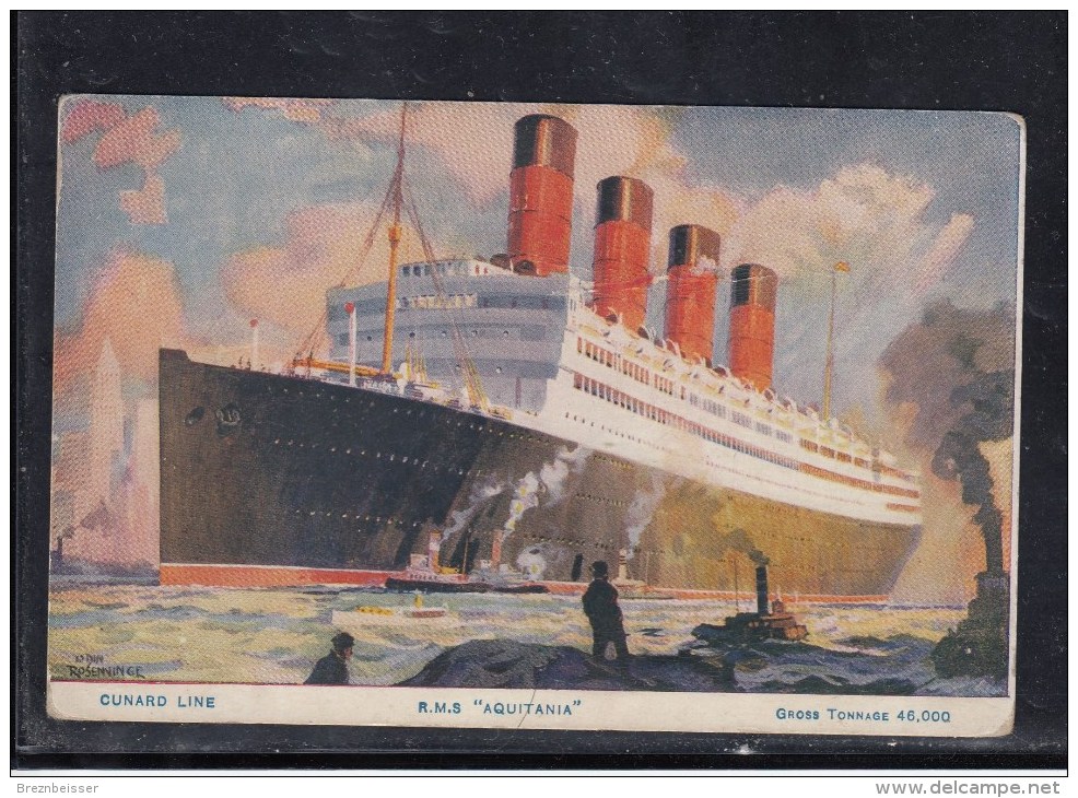 AK CUNARD Line :R.M.S AQUITANIA Karte Nicht Gel. - Dampfer