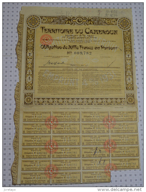 Territoire Du Cameroun, Emprunt 4% 1931 - Banque & Assurance