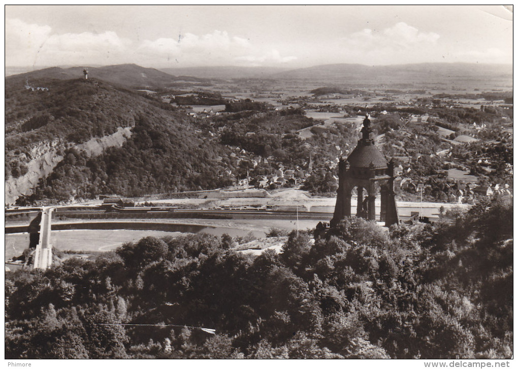 Ph-CPSM Allemagne Porta Westfalica (Rhénanie Du Nord Westphalie) Mit Blick Auf Kaiser Wilhelm Denkmal - Porta Westfalica