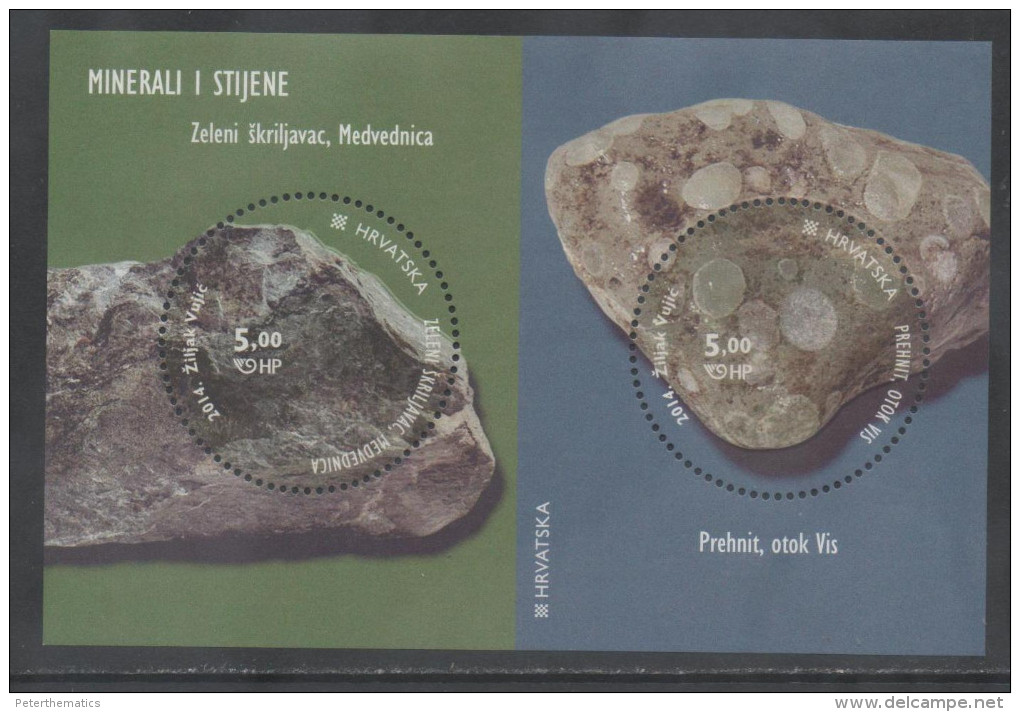 CROATIA, 2014, MNH, MINERALS, S/SHEET, EMBOSSED - Mineralen